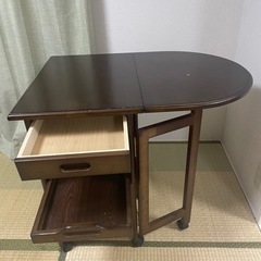大塚家具　キッチンテーブル　天板折りたたみ　キッチンボード　ワゴ...