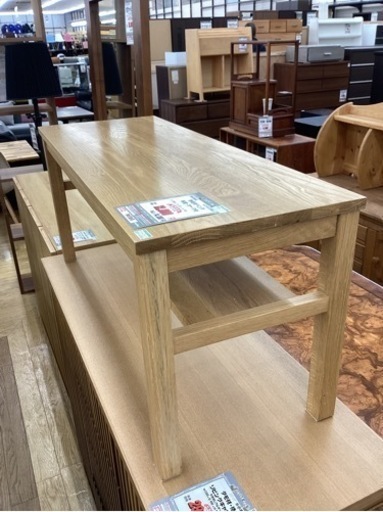 KK-89【新入荷　リサイクル品】無印良品　無垢材ベンチ　板座　オーク材　ナチュラル