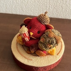 ちりめん細工 インテリア置き物 テディベア くまのぬいぐるみ ちりめんベアの画像