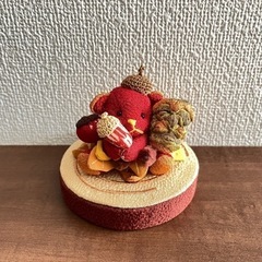 ちりめん細工 インテリア置き物 テディベア くまのぬいぐるみ ち...