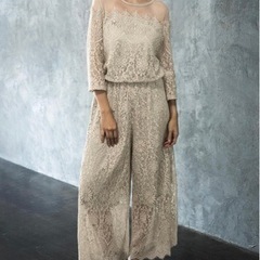 【早い者勝ち】レース&チュールブラウスとパンツのセットアップ結婚式パンツドレスの画像