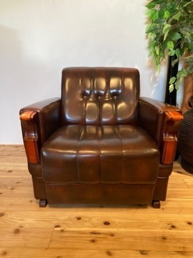 アサヒ木工　ヴィンテージ家具1Pソファー　レトロjtse