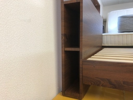 【リサイクルサービス八光　田上店　配達・設置OK】三環ジャパン　照明・2口コンセント付ダークブラウン　シングルベッド