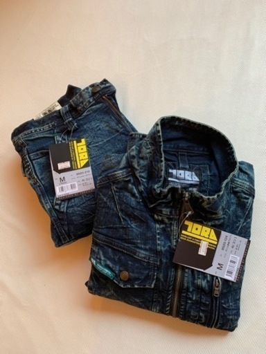 寅壱[新品未使用]  デニム長袖ブルゾン,デニムカーゴパンツMサイズ上下セット