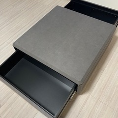 センターテーブル 正方形 セラミック調 木目調 幅75cm 引出し付