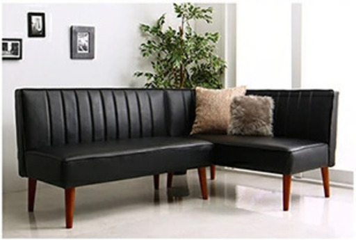 ブラックレザー　アームソファ1脚×ソファ1脚