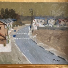 49 油絵 風景画 道路 F8 20,000円
