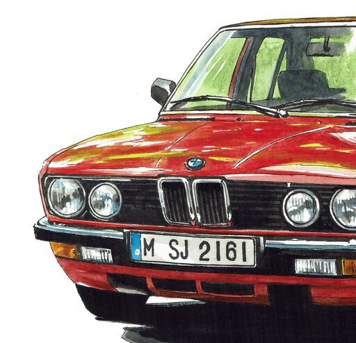 GC-099 BMW524i 限定版画 直筆サイン有 額装済 作家 平右ヱ門