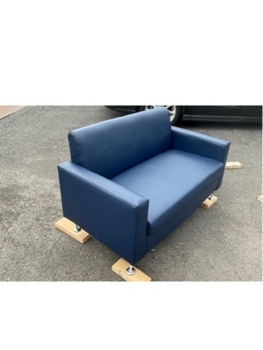 合皮レザーソファー紺色(中古)