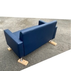 合皮レザーソファー紺色(中古)の画像