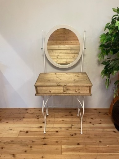 パイン無垢材×スチール製のドレッサー化粧台 鏡台jtse