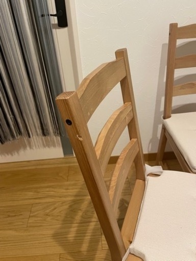 パイン無垢材ダイニングチェア2脚セット クッション付きjtse