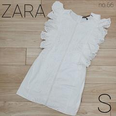 新品！ZARA ザラ ノースリーブ カットワークレースワンピース 白 ホワイトMの画像
