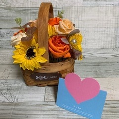 プレゼントに⭐️ソープフラワー 花かごイエロー 造花 フラワー ...