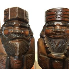 お値下げ中【昭和レトロ】北海道 ペア H30㎝ アイヌ木彫り人形...