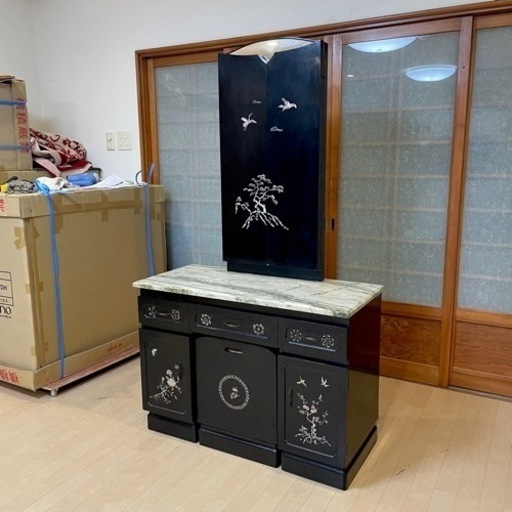 【お買い得‼️】高級♪ 螺鈿細工 三面鏡ドレッサー 鏡台 天板大理石 ブラック♪ お買い得‼️】高級♪ 螺鈿細工 三面鏡ドレッサー 鏡台 天板大理石