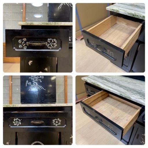 【お買い得‼️】高級♪ 螺鈿細工 三面鏡ドレッサー 鏡台 天板大理石 ブラック♪ お買い得‼️】高級♪ 螺鈿細工 三面鏡ドレッサー 鏡台 天板大理石