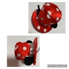ディズニー ミニーマウス ヘアピン 赤 帽子 ハット リボン付き Disneyの画像