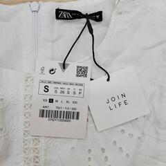 新品！ZARA ザラ ノースリーブ カットワークレースワンピース 白 ホワイトMの画像