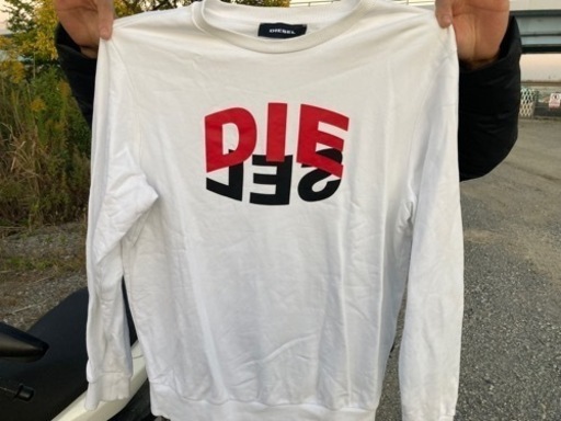 dieselトレーナー白　黒　ベルト