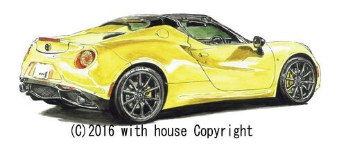 GC-129 アルファロメオ4c 限定版画 直筆サイン有 額装済 作家 平右ヱ門