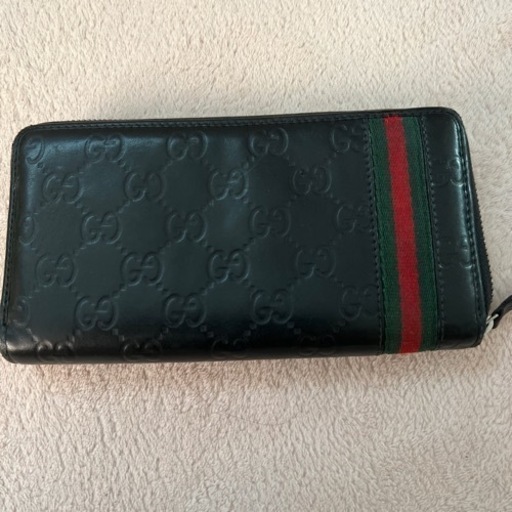 グッチ　GUCCI 財布　長財布　シマレザー　シェリーライン　ラウンドファスナー