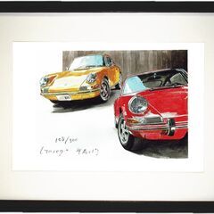 GC-133 ポルシェ911 限定版画 直筆サイン有 額装済 作...