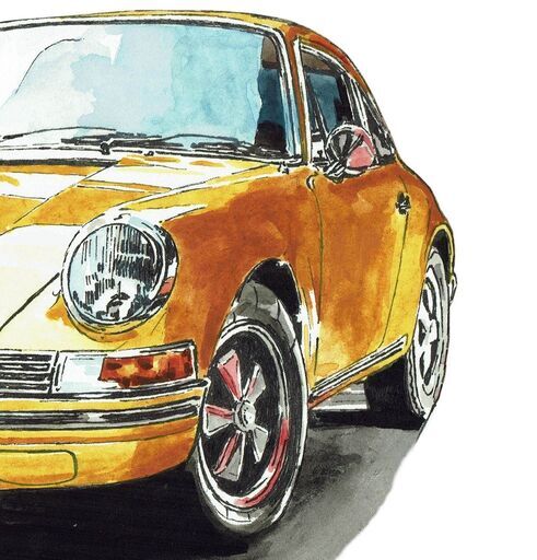 GC-134 ポルシェ911 限定版画 直筆サイン有 額装済 作家 平右ヱ門