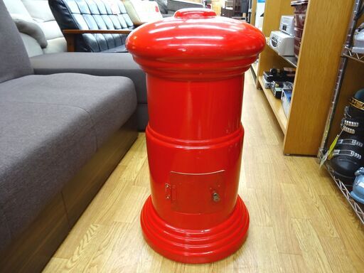昭和レトロ 郵便ポスト 直径35㎝×高さ65㎝  鍵付き 非売品 希少 陶器 インテリア 置物 西岡店