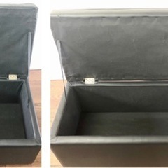 2セット【スツール オッドマン】1人掛け 2人掛け PVC レザー ブラック 収納 ベンチ 正方形 長方形の画像