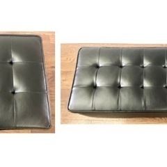 2セット【スツール オッドマン】1人掛け 2人掛け PVC レザー ブラック 収納 ベンチ 正方形 長方形の画像