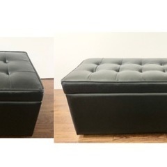 2セット【スツール オッドマン】1人掛け 2人掛け PVC レザー ブラック 収納 ベンチ 正方形 長方形の画像