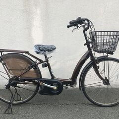 地域限定送料無料　バッテリー新品　ラフィーニ　三人乗り　茶　神戸市　電動自転車 地域限定送料無料 パナソニック ギュットプラス バッテリー新品 三人
