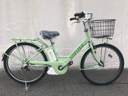 地域限定送料無料　ブリヂストン　ステップクルーズ　新基準　子供乗せ　8,7AH　緑　ナチュラ　ビビ　神戸市　電動自転車