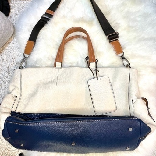 【美品】FURLA  UOMO バイカラー レザートートバッグ