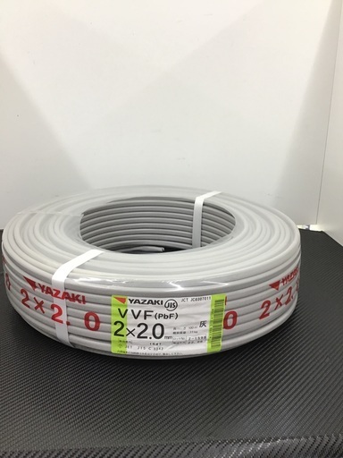 ★ツールオフ鴻巣店★【未使用品】VVFケーブル 2×2.0mm 100m巻！　※メーカー:富士電線、協和電線、住電HST、YAZAKI、SFCC等　※製造年:2022年