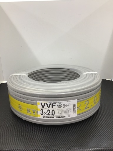 ★ツールオフ鴻巣店★【未使用品】VVFケーブル 3×2.0mm 100m巻！　※メーカー:富士電線、協和電線、住電HST、YAZAKI等　※製造年:2022年