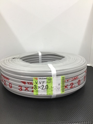 ★ツールオフ鴻巣店★【未使用品】VVFケーブル 3×2.0mm 100m巻！　※メーカー:富士電線、協和電線、住電HST、YAZAKI等　※製造年:2022年