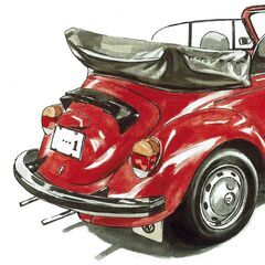 GC-150 ワーゲンビートル 限定版画 直筆サイン有 額装済 作家 平右ヱ門の画像