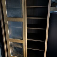 大川家具 豊田木工 カントリー家具 リビングボード スライドドア シェルフ キャビネット 木製家具の画像