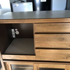 大川家具 豊田木工 カントリー家具 キッチンボード 食器棚 レンジ台の画像
