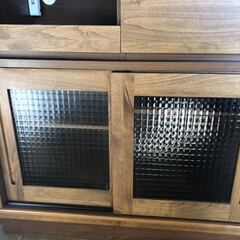 大川家具 豊田木工 カントリー家具 キッチンボード 食器棚 レンジ台の画像