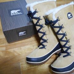 程度良好 SOREL　TIVOLI　HIGHⅡ 25.0cm ロング レディース NL2093-373 インナー綺麗ソール減り無し ティボリ ソレル スノーブーツUSED