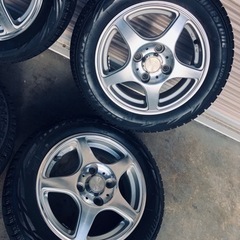 冬タイヤ 155/65R13 お洒落なメッキアルミホイール付きブリヂストン製ブリザック4本組の画像
