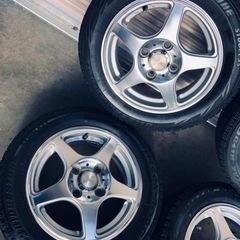 冬タイヤ 155/65R13 お洒落なメッキアルミホイール付きブリヂストン製ブリザック4本組の画像