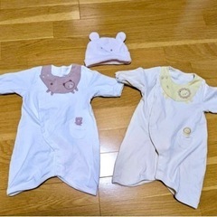 ベビー　長袖ドレスオール&帽子