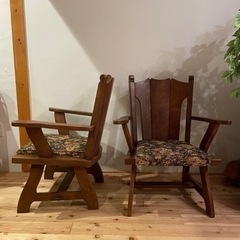 オーク無垢材を使用した重厚なハイバックダイニングチェア2脚セットjtseの画像