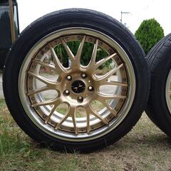 美品 18インチ Weds MAVERICK 709Ｍ ジャパンゴールド 8j 114.3 5穴 +55 DUNLOP DIREZZAの画像