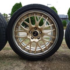 美品 18インチ Weds MAVERICK 709Ｍ ジャパンゴールド 8j 114.3 5穴 +55 DUNLOP DIREZZAの画像