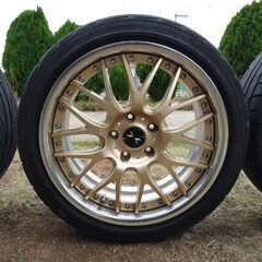 美品 18インチ Weds MAVERICK 709Ｍ ジャパンゴールド 8j 114.3 5穴 +55 DUNLOP DIREZZAの画像